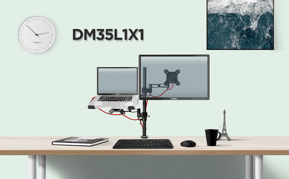 dm353, silver, desk, mount, bracket, stand, support, riser, arm, double, two, twin, duo, dual, office, computer