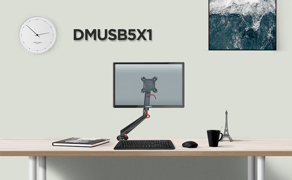 dmusb5x1, silver, desk, mount, bracket, stand, support, riser, arm, double, two, twin, duo, dual, office, computer