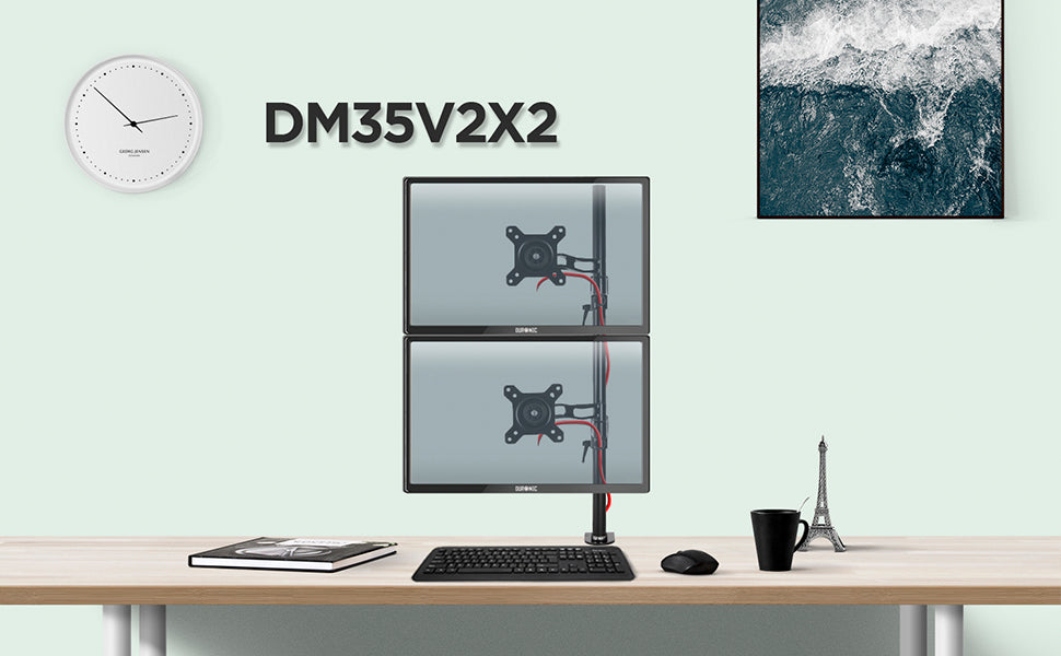 dm352 SR, silver, desk, mount, bracket, stand, support, riser, arm, double, two, twin, duo, dual, office, computer