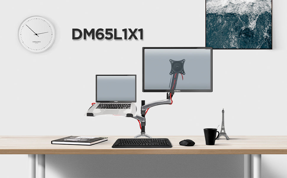 dm353, silver, desk, mount, bracket, stand, support, riser, arm, double, two, twin, duo, dual, office, computer