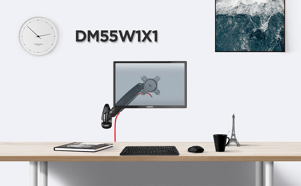 dm352 SR, silver, desk, mount, bracket, stand, support, riser, arm, double, two, twin, duo, dual, office, computer