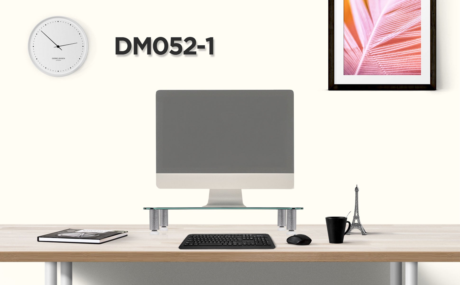 Duronic Monitor Stand Riser DM052-1, Laptop and Screen Stand for Desktop, Clear Tempered Glass, Support for a TV or PC Computer Monitor