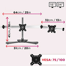 Duronic 6 supporti per braccio monitor DM756, supporto da scrivania per PC,  regolabile in altezza, per sei schermi LCD LED da 15-24, VESA 75/100,  capacità 8 kg, inclinazione e rotazione : : Informatica