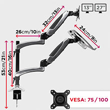 Duronic DM65L1X1 Supporto monitor da scrivania con morsetto e piattaforma  per PC portatile – Braccio porta monitor Regolazione omnidirezionale - Comp—  duronic-it