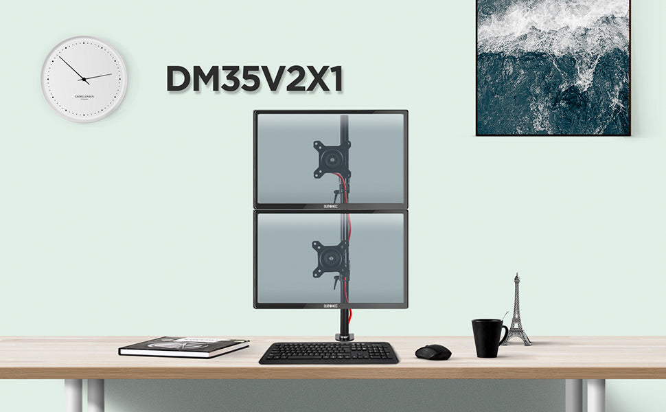 dm352 SR, silver, desk, mount, bracket, stand, support, riser, arm, double, two, twin, duo, dual, office, computer