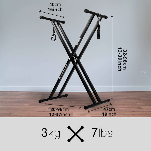 Duronic KS2B Supporto tastiera musicale con cinghie di sicurezza – Altezza  regolabile e meccanismo di apertura veloce – Supporto a doppio rinforzo pe—  duronic-it