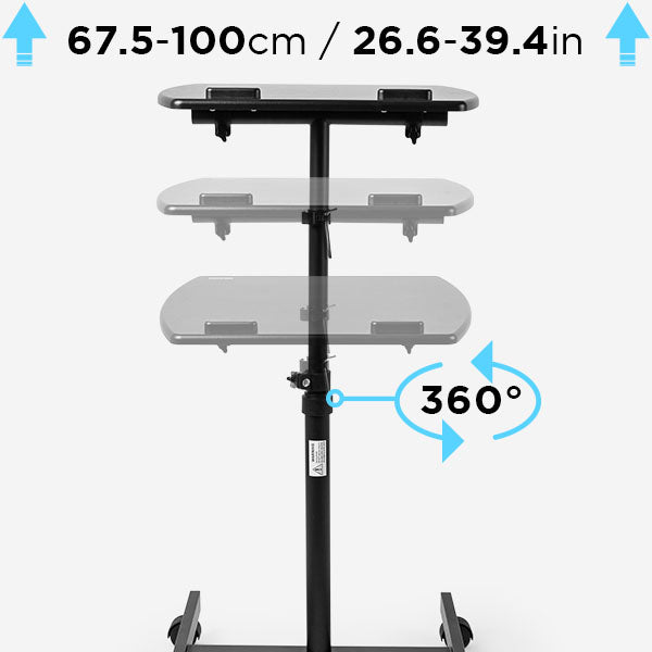 Duronic WPS27 Mesa Atril con Ruedas para Proyector/Portátil hasta 10Kg  Negra