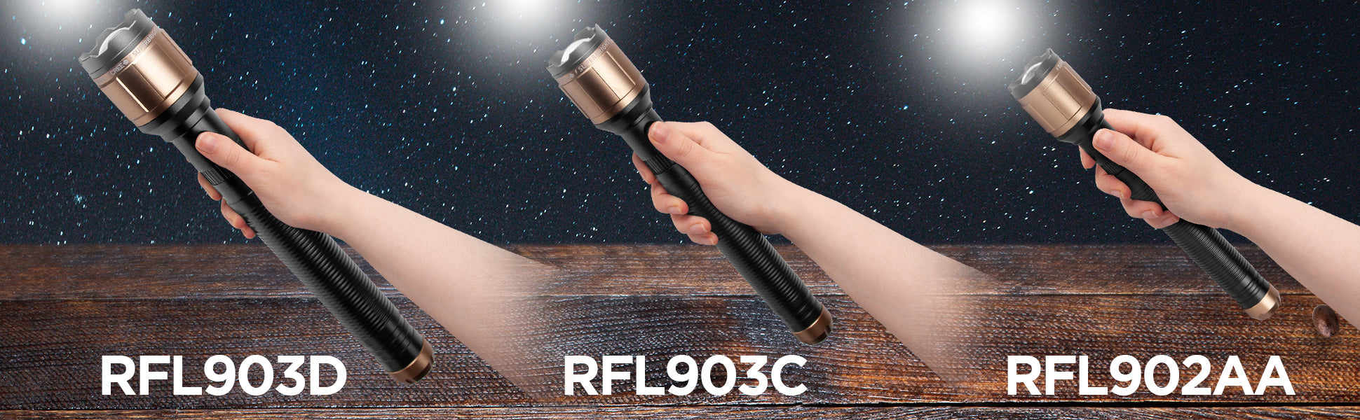 range of duronic torches shown: RFL903D, RFL903C and RFL902AA