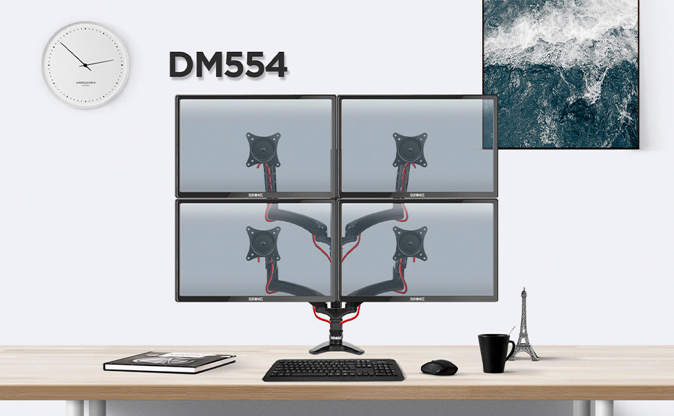 dm353, silver, desk, mount, bracket, stand, support, riser, arm, double, two, twin, duo, dual, office, computer