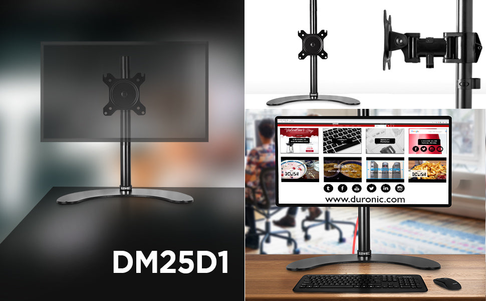 Duronic DM25D2 Support double 2 écrans PC pour bureau sur socle