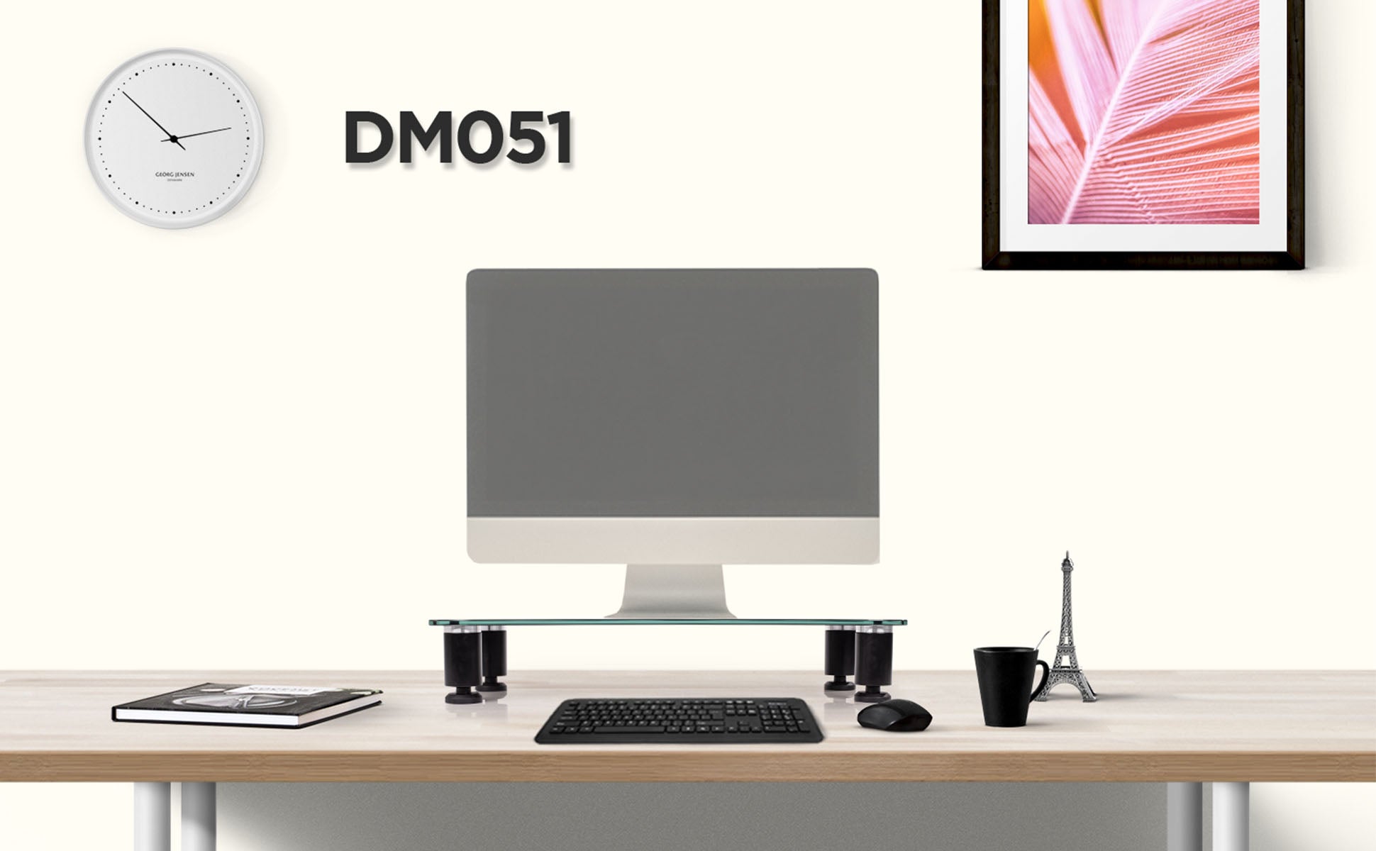Duronic Monitor Stand Riser DM051 | Laptop and Screen Stand for Desktop |  Black Tempered Glass | Support for a TV or PC Computer Monitor | Ergonomic
