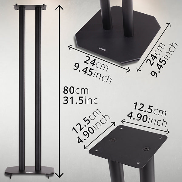  Duronic Soporte para altavoz SPS1022-80, Grande 31.5 in, Juego de 2 soportes de base de acero para altavoces estéreo, Pie de pie  con picos, zapatos y almohadillas