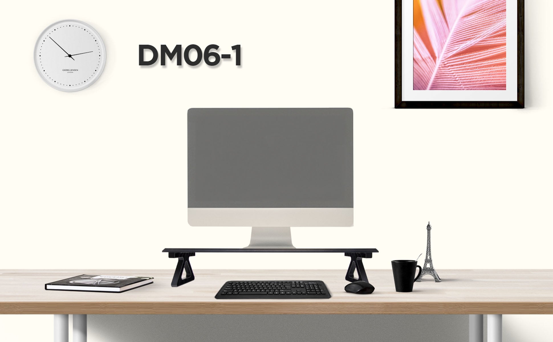 dm06-1, desk, mount, riser, stand, monitor, screen, computer, laptop, keyboard, tidy, space saver, office