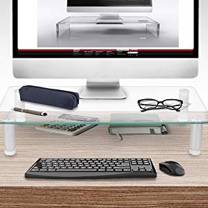 Duronic DM052-3 Réhausseur d`écran / moniteur - Support en verre pour écran  d`ordinateur ou ordinateur portable ou écran TV (70 x 24 cm)— duronic-fr