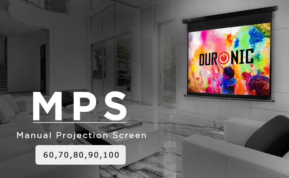 Duronic Projector Screen MPS100/169 Manual Pull Down HD Projection Screen  For, School, Theatre, Cinema