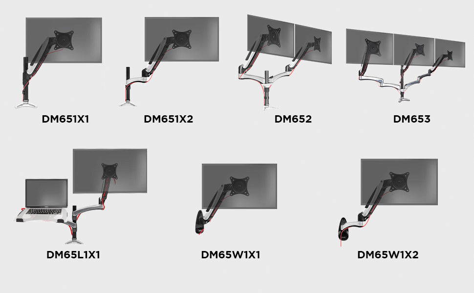 Duronic DM65L1X1 BK Brazo para Monitor de 13 a 27” y hasta 8 kg, con  Sistema de Muelle a Gas + Plataforma para portátil o Teclado