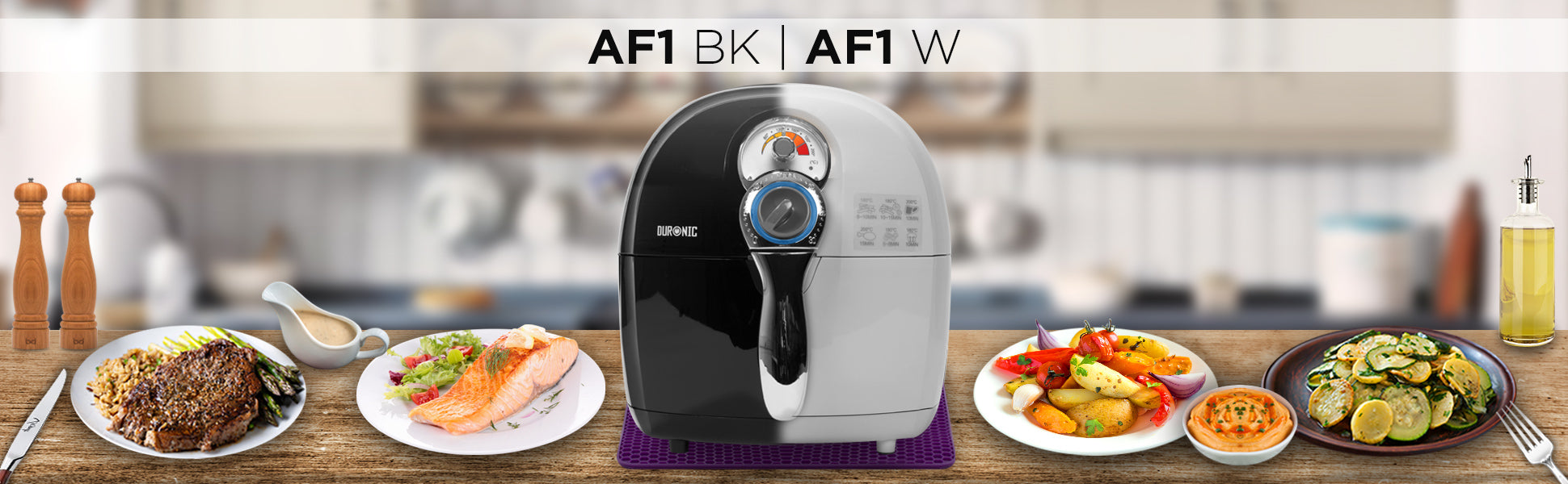 Duronic AF1 BK Friteuse à air chaud sans huile 1500W / robot multicuis—  duronic-fr