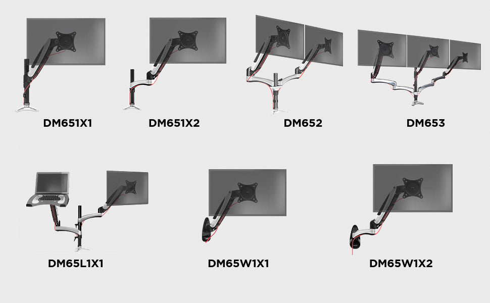 Duronic DM651X2 Supporto da scrivania monitor 15” – 27” Braccio monitor con  braccio estensore regolazione a gas morsetto tavolo VESA MAX 100 x 100mm—  duronic-it