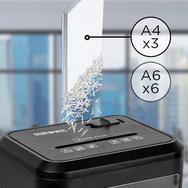 Duronic PS132 Destructeur de Documents 120W pour 3 Feuilles de Papier A4  Pliées, Coupe croisée, Réservoir de 3.5 L, En conformité avec le RGPD