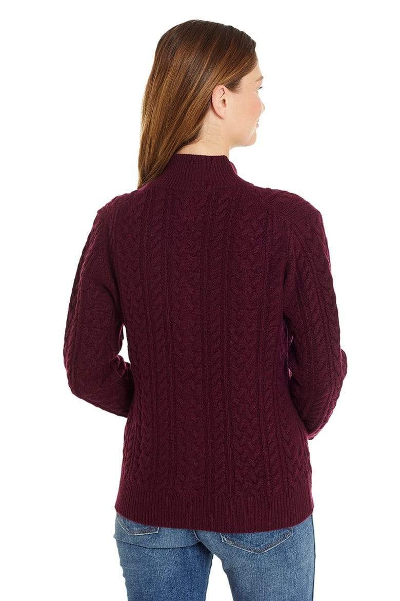 Women's 3-ply Cable Knit Cashmere Cardigan Sweater - Premium Weight ...