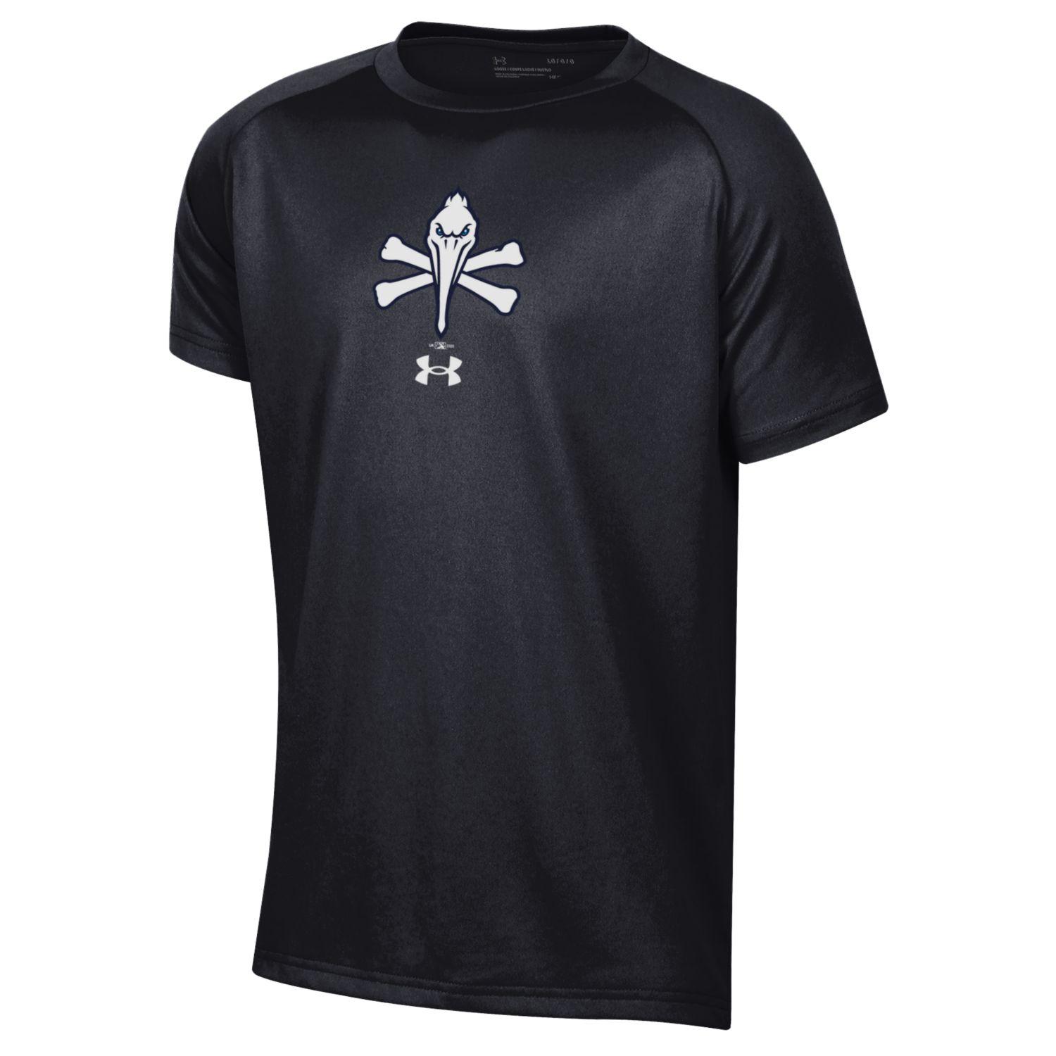 MYRTLE BEACH PELICANS UNDER ARMOUR YOUTH BLACK PIRATE LOGO TECH TEE ...