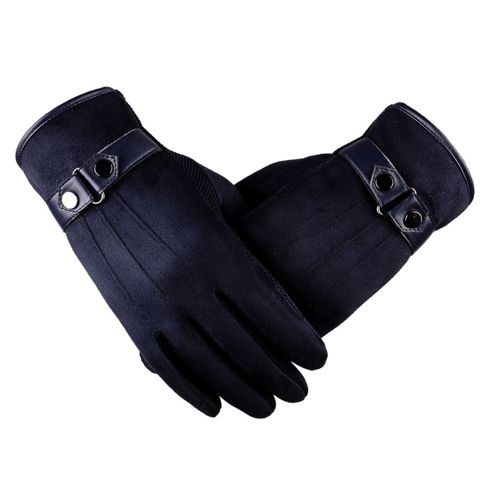 warm black leather gloves