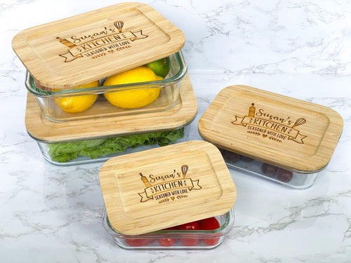 Farmhouse Kitchen Glass Food Storage Containers with Bamboo Lids