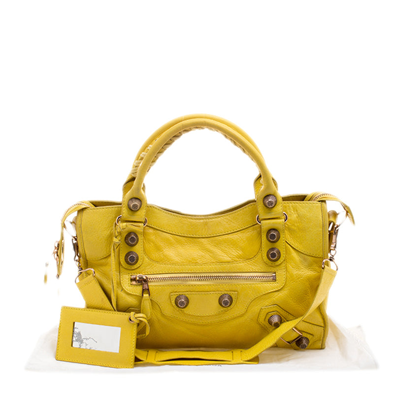 yellow balenciaga bag