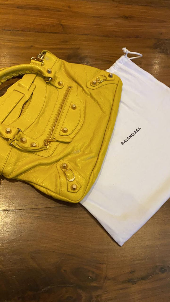 yellow balenciaga bag