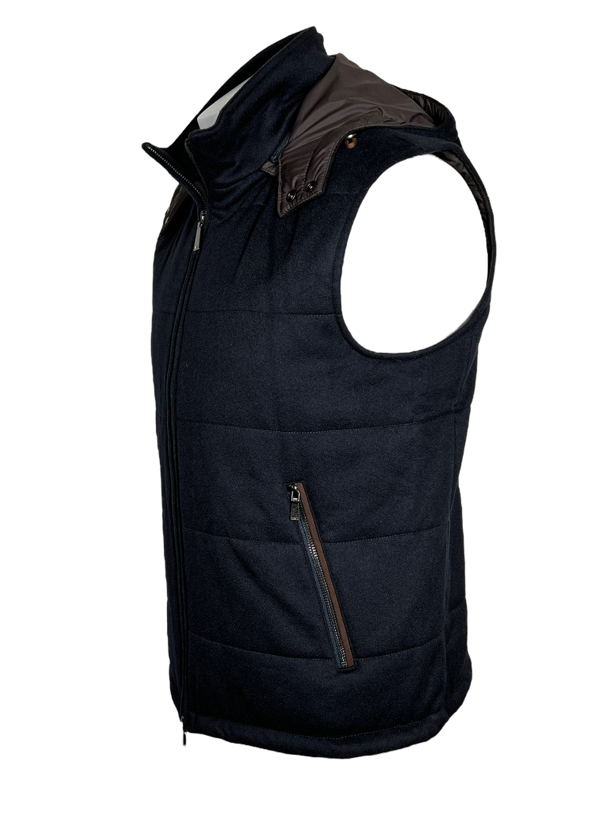 MANTO SUEDE REVERSIBLE VEST – Button SF Down NAVY/GREY 