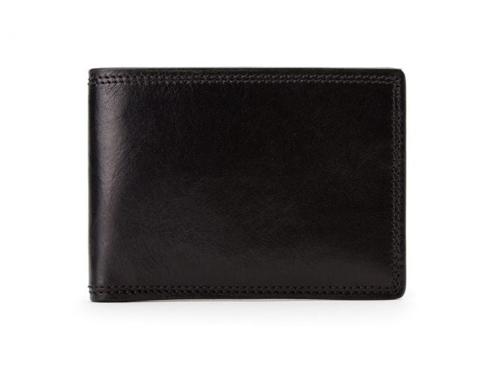 BOSCA 1911 SMALL BIFOLD WALLET IN BLACK DOLCE LEATHER – Button Down SF