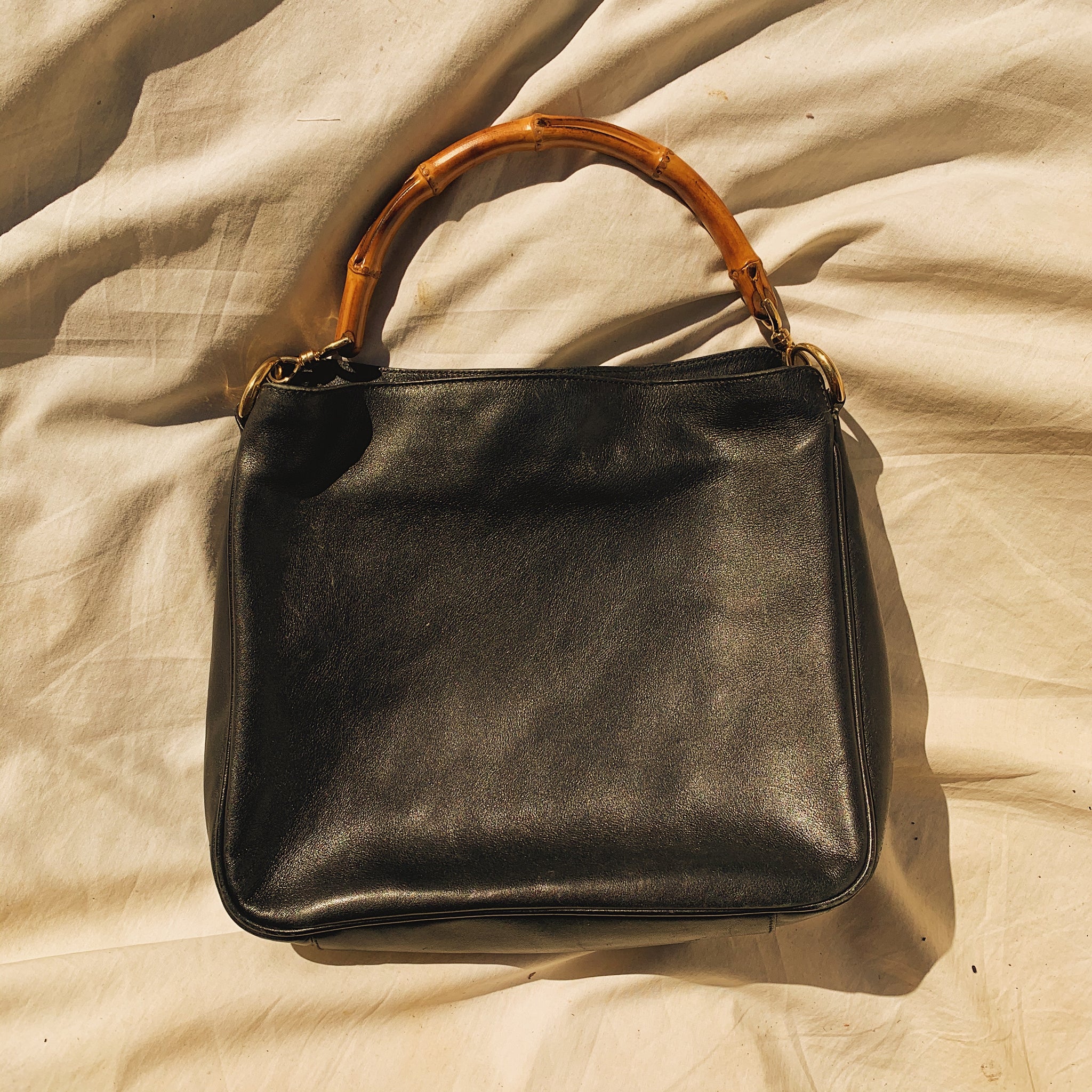 gucci bamboo leather bag