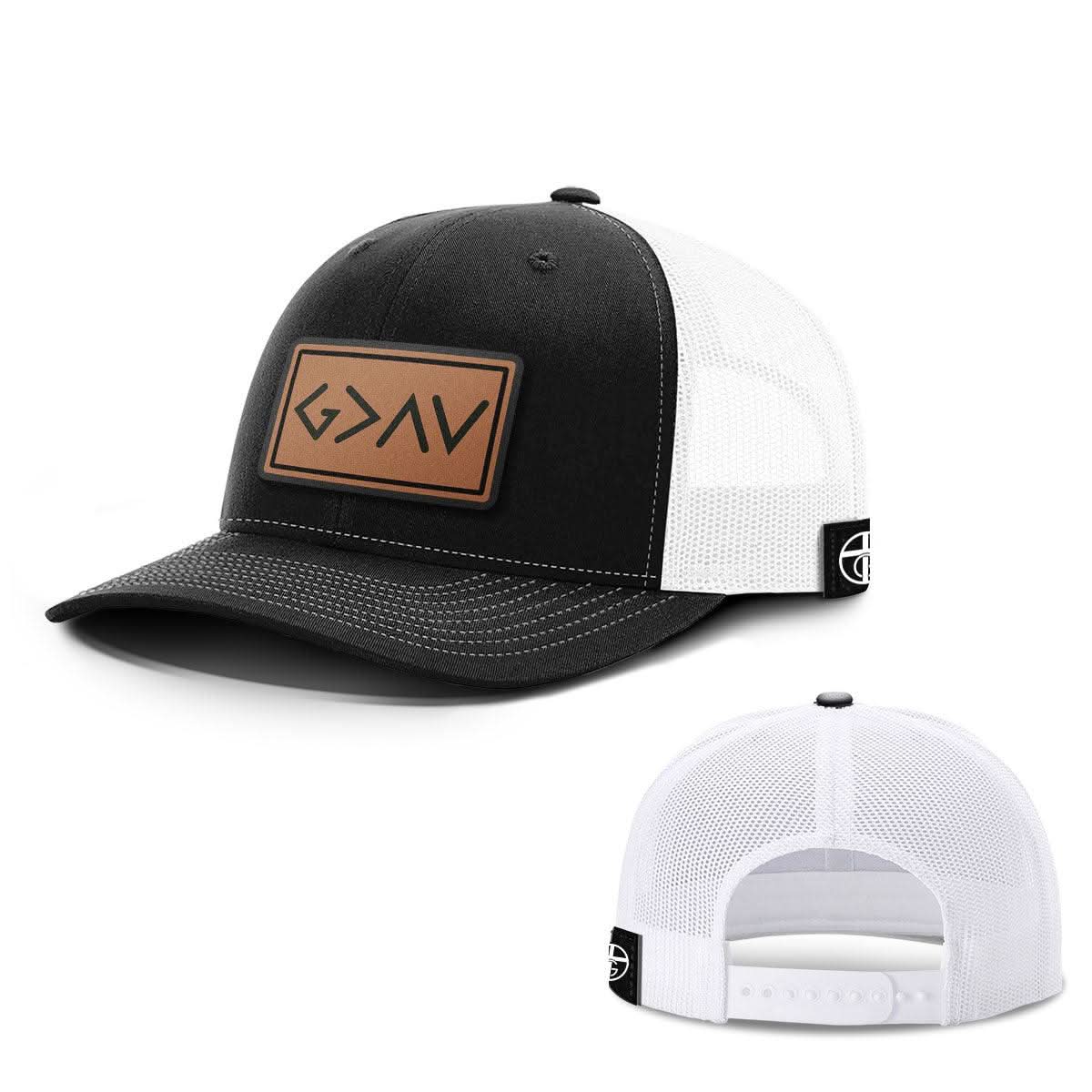 God is Greater Than High and Lows Leather Patch Hats