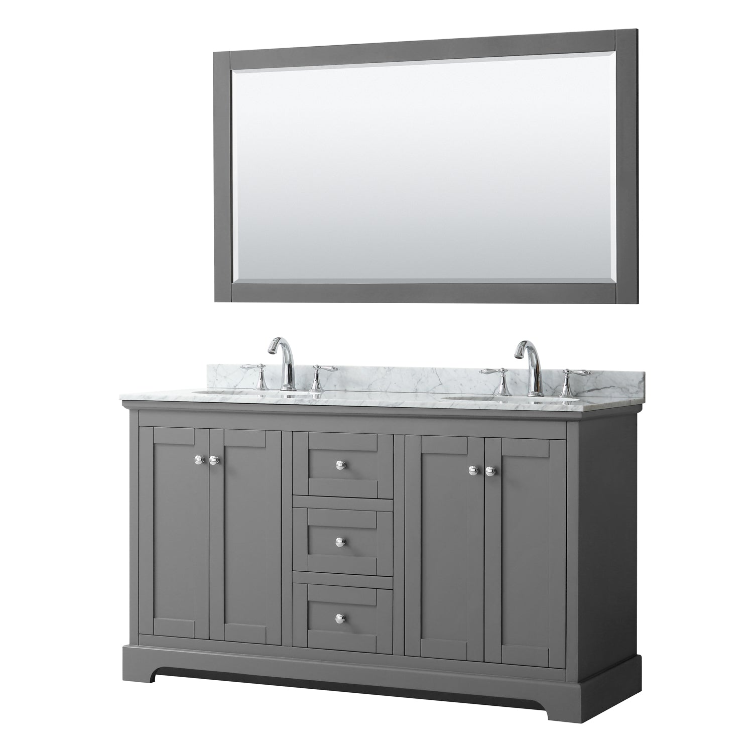 Avery 60 Inch Double Bathroom Vanity In Dark Gray