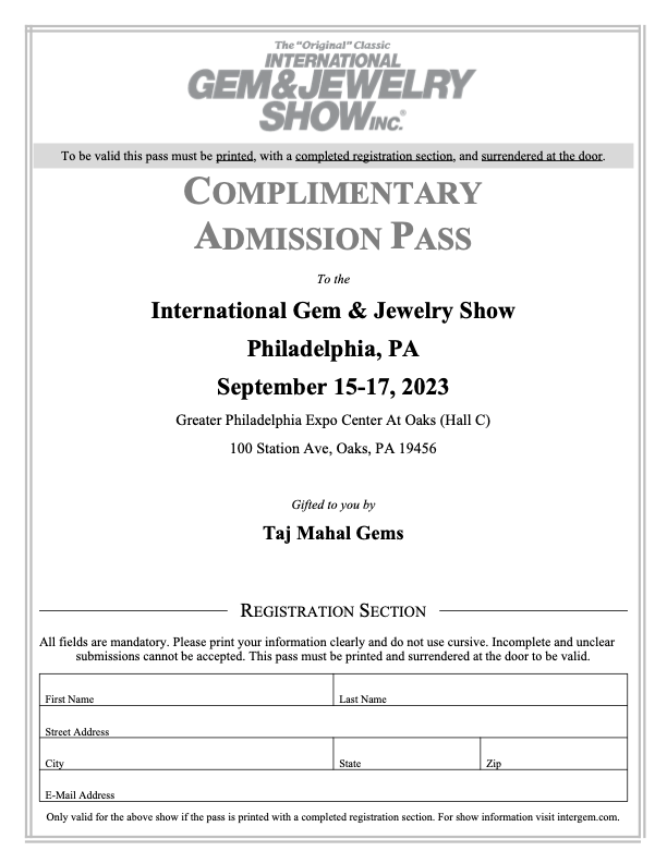 Gem Show Free Passes