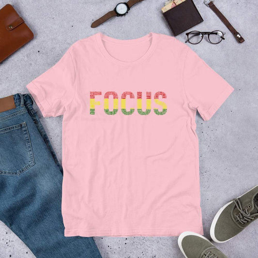 FOCUS Word Cluster Short-Sleeve Unisex T-Shirt - pyerses-bookstore-and-clothing.myshopify.com
