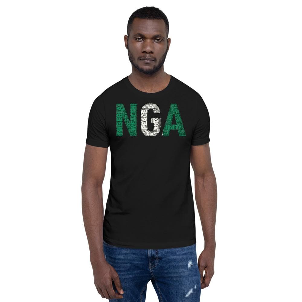 NIGERIA NGA Modern Flag Inspired Short-Sleeve Unisex T-Shirt - pyerses-bookstore-and-clothing.myshopify.com