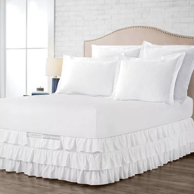 White Multi Ruffle Bed Skirt