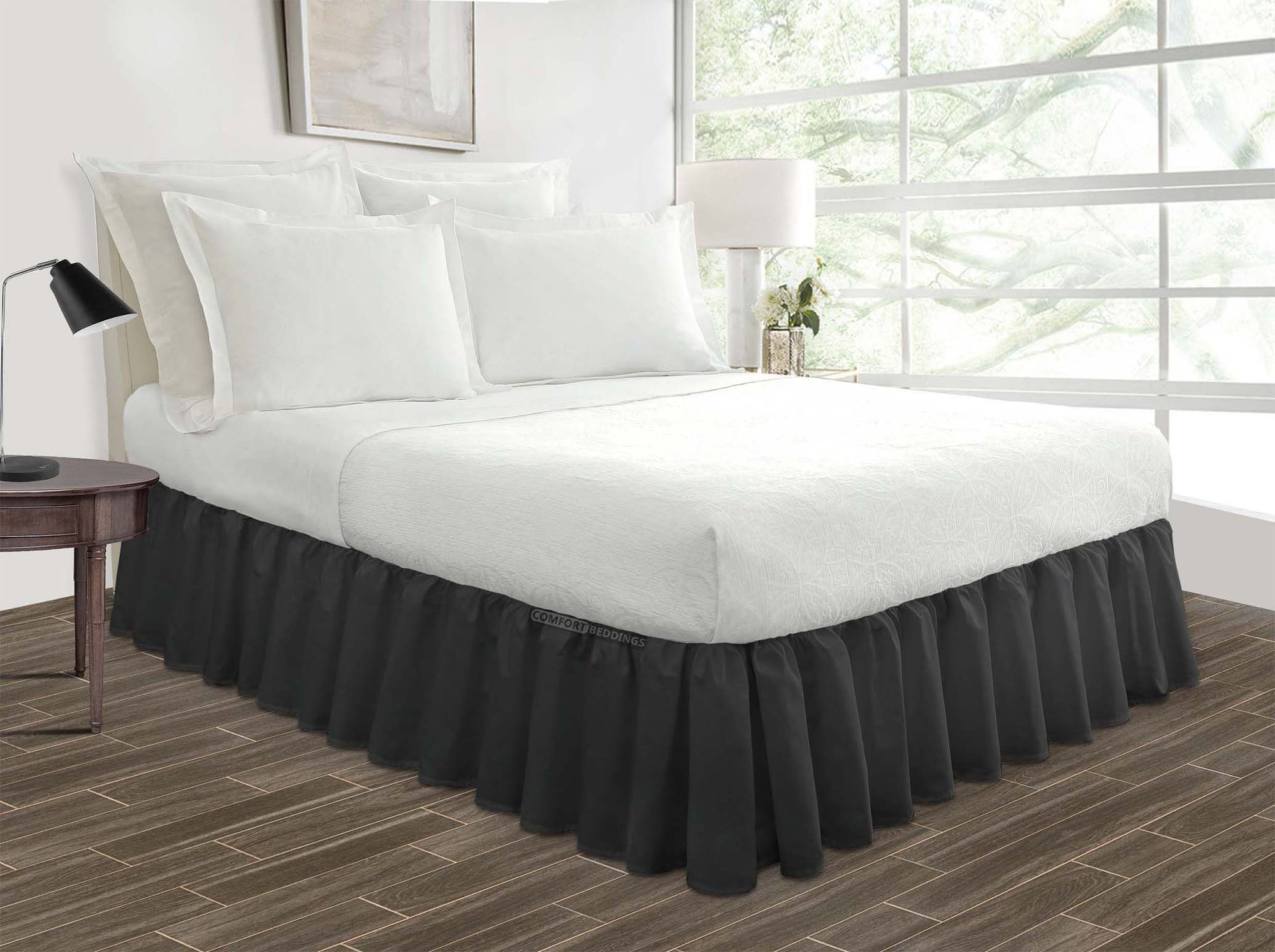 Dark Grey Ruffled Bed Skirt 16-Inch, 18 Inch Drop – Comfort Beddings