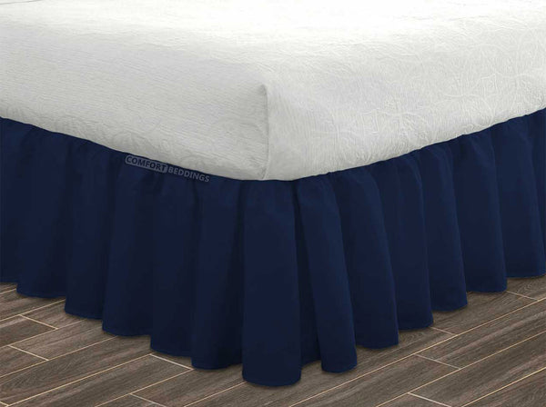 Navy Blue Ruffle Bed Skirts - 12 and 18 inch Drop – Comfort Beddings