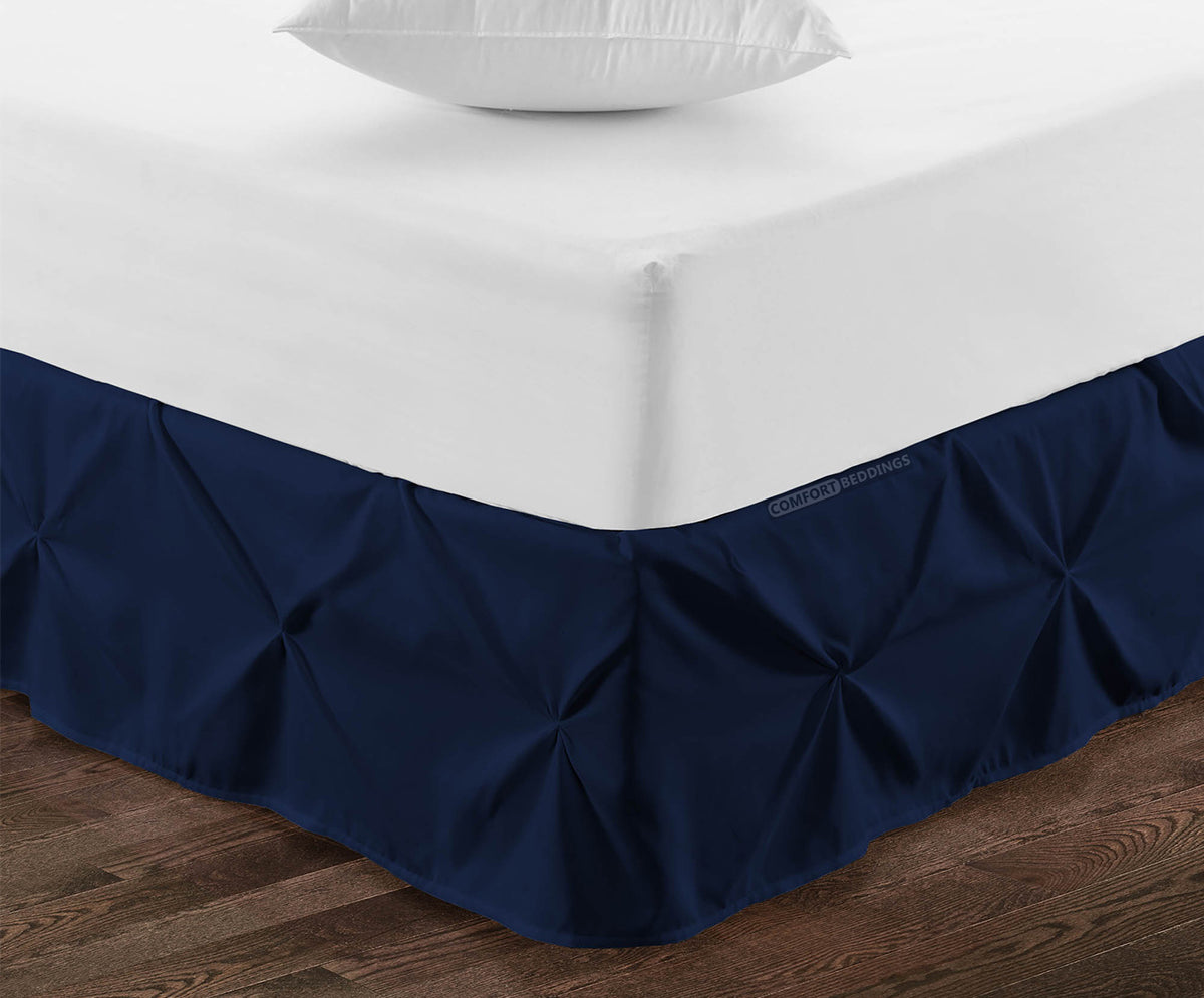 Imperial Luxury Navy blue Pinch Pleated Bed skirt – Comfort Beddings