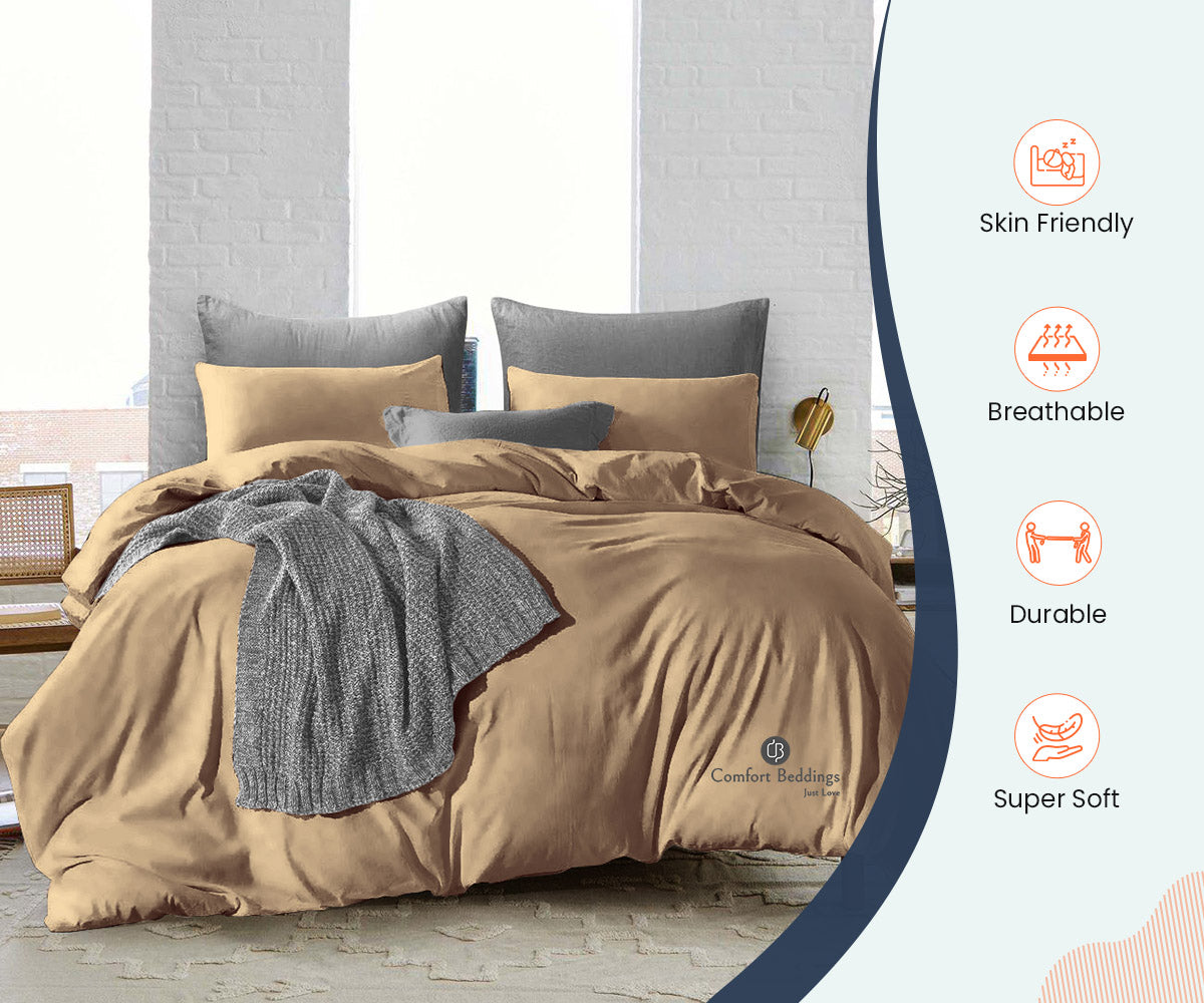 Taupe Duvet Covers Set - 3Pcs -100% Cotton – Comfort Beddings