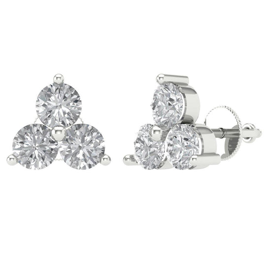 3 ct Brilliant Round Cut Solitaire Studs Clear Simulated Diamond 14k White  Solid Gold Earrings Screw back