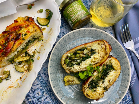 cheesy sea asparagus pesto bread