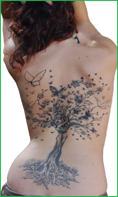 tatouage dos arbre de vie