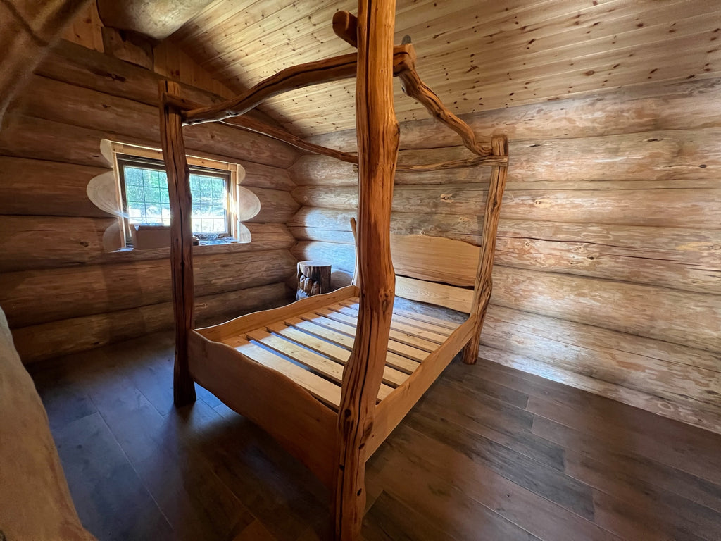 four post log cabin bed