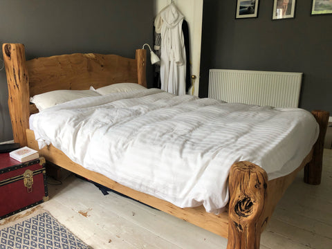 Rustic oak handmade double bed