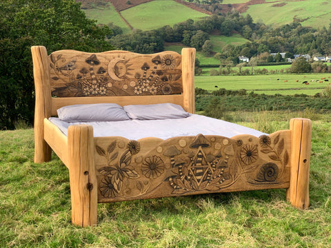 hand made wooden bed