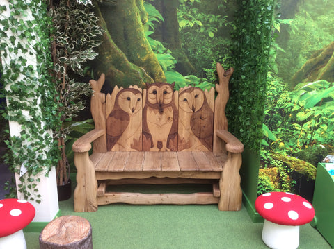 Owl inspired reading bench for school library 