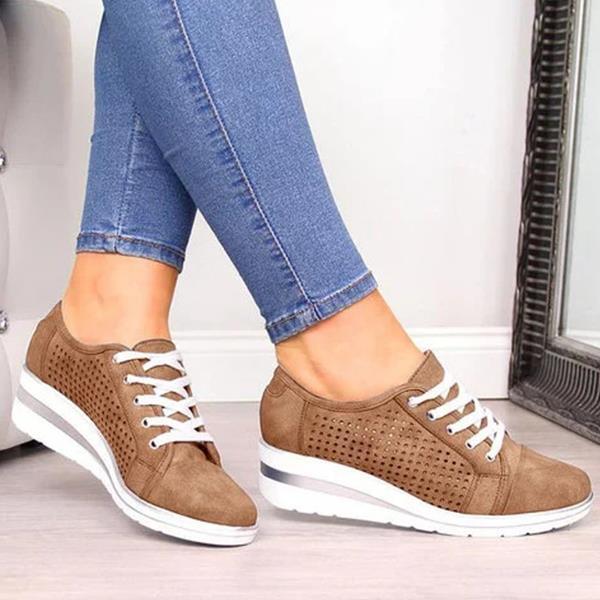 Women lace-up plain stylish Pointed Toe sneakers - Cicicloth
